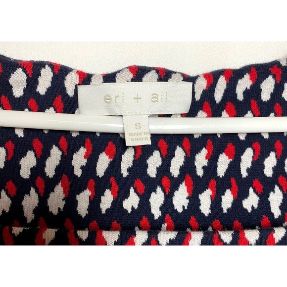 Eri + Ali Women's Sleeveless Top Size Small Geometric Red Navy White - Picture 3 of 6